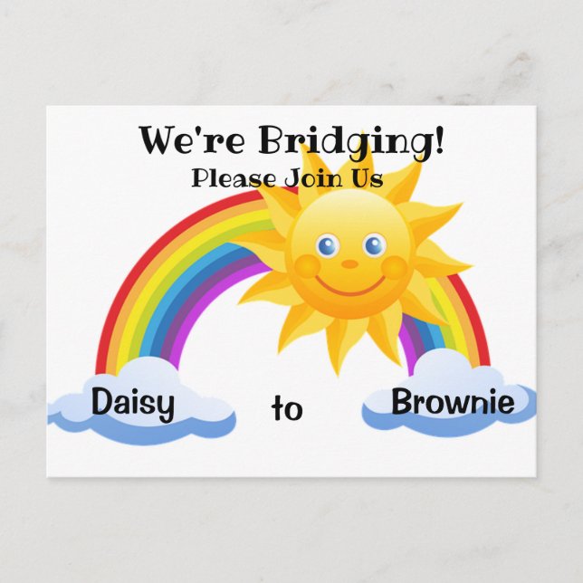 Daisy to Brownie Bridging Ceremony Postcard Invite (Front)
