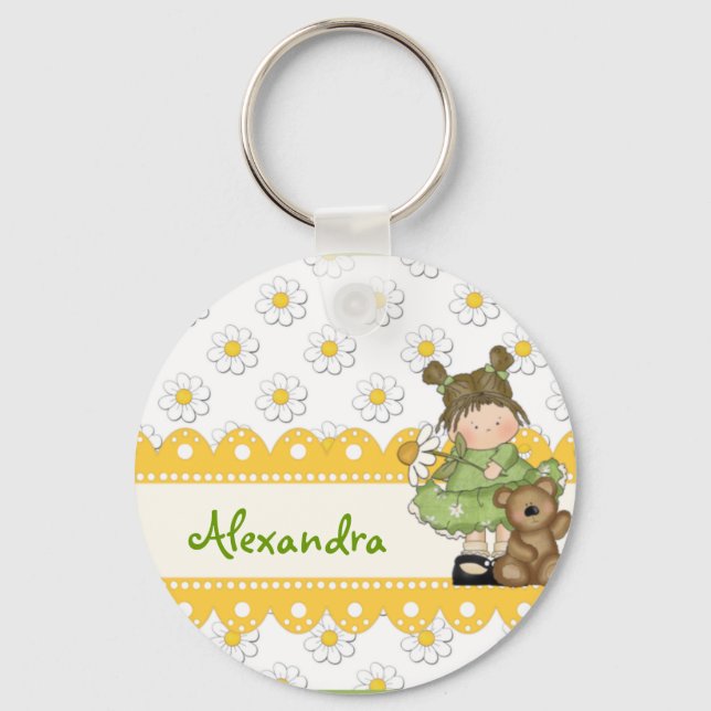 Daisy Toddler and Teddy Keychain (Front)
