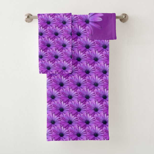 Daisy Towel Sets Personalized Purple Daisy  Towels (Insitu)