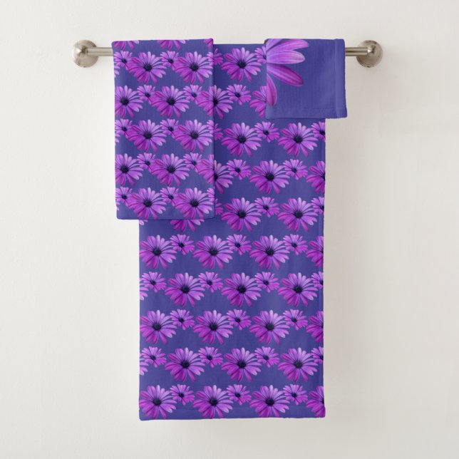 Daisy Towel Sets Personalized Purple Daisy  Towels (Insitu)