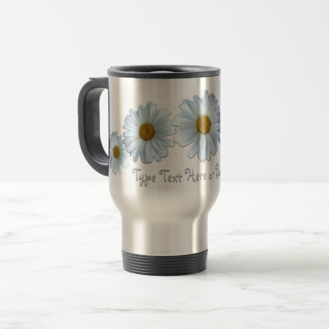 Daisy Travel Mug Personalized Daisies Tumblers (Front Left)