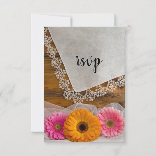 Daisy Trio and Lace Country Barn Wedding RSVP