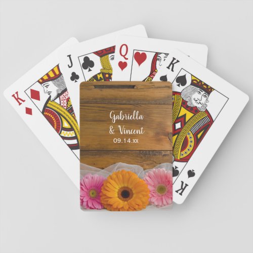 Daisy Trio Country Barn Wedding Poker Cards