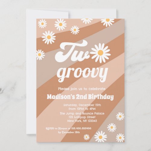 Daisy Two Groovy Boho 2nd Birthday Invitations