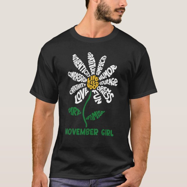 Daisy Typography November Girl  Women's November B T-Shirt (Front)