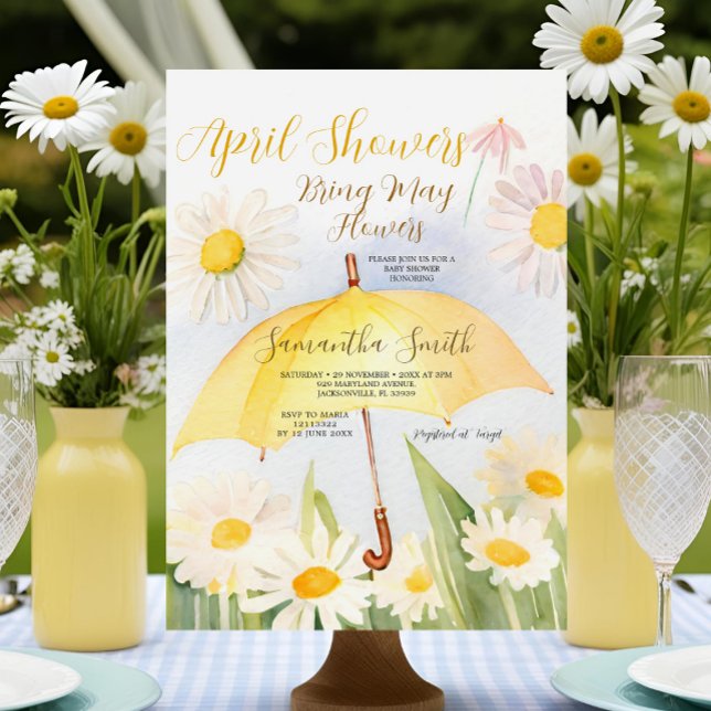 Daisy Umbrella April Showers Bring May Flowers Invitation (Creator Uploaded)