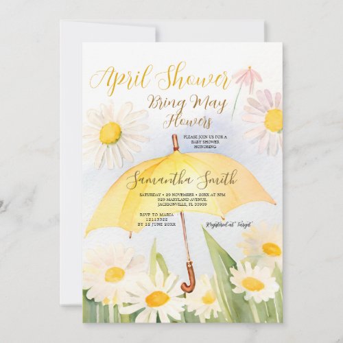 Daisy Umbrella April Showers Bring May Flowers Invitation