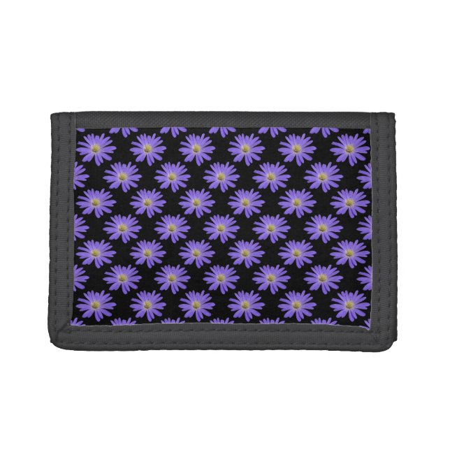 Daisy Wallet Purple Daisy Blue Flower Wallets (Front)