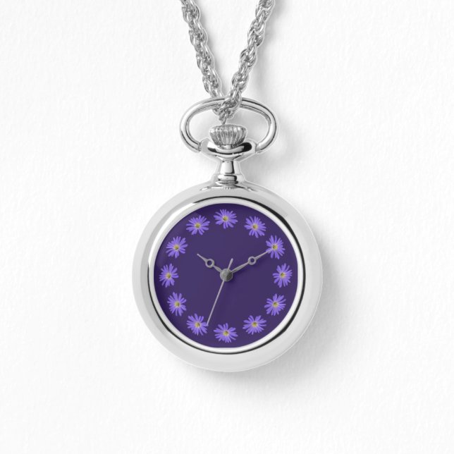 Daisy Watch Purple Daisy Wrist Watch Personalize (Front)