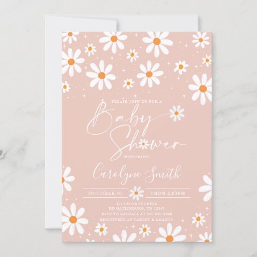 Daisy Watercolor Floral Baby shower invitation