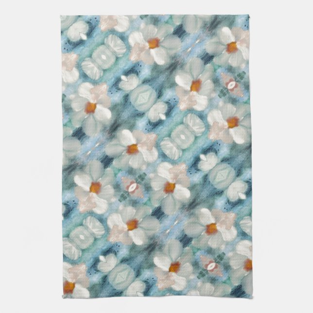 Daisy Watercolor Floral Kitchen Towel (Vertical)