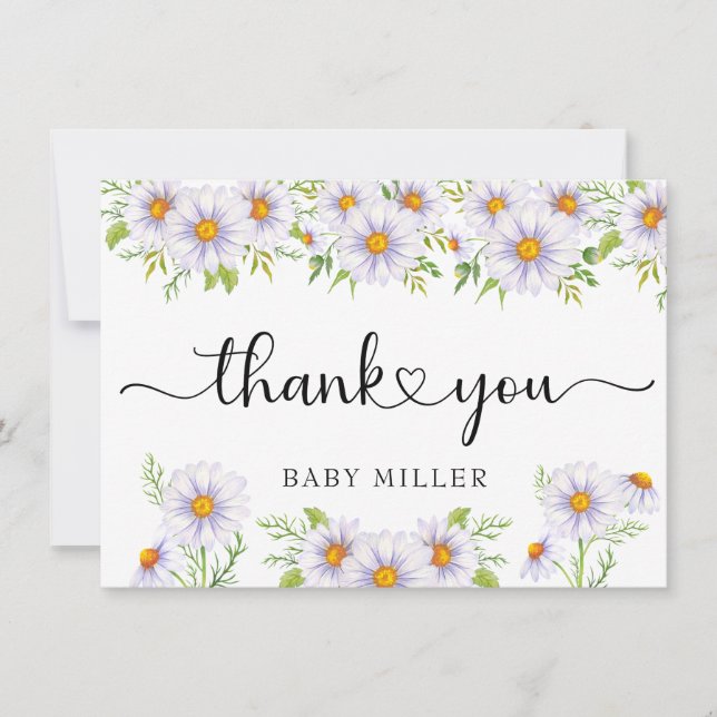 Daisy Watercolor |  Floral Thank You Note Card (Front)