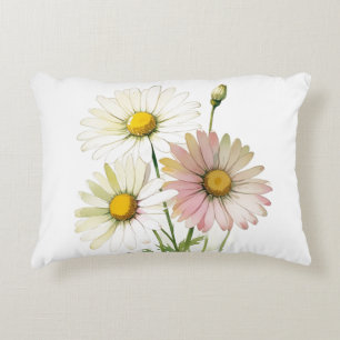 Daisy Watercolor Flower Modern Professional Accent Pillow