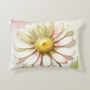 Daisy Watercolor Flower Modern Professional Accent Pillow
