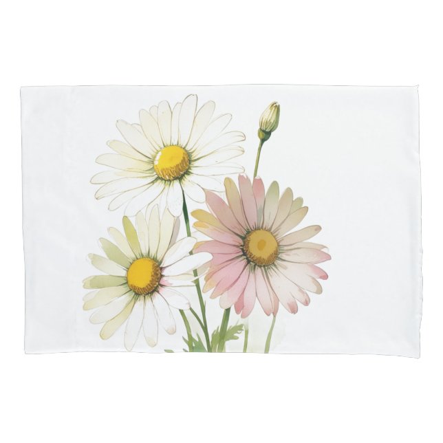Daisy Watercolor Flower Modern Professional Pillow Case (Front)
