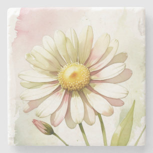 Daisy Watercolor Flower Modern Professional Stone Coaster