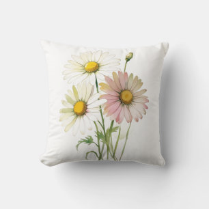 Daisy Watercolor Flower Modern Professional Throw Pillow