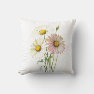 Daisy Watercolor Flower Modern Professional Throw Pillow