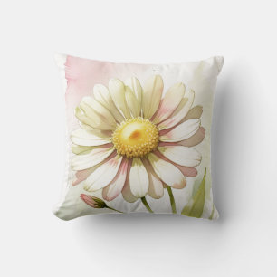 Daisy Watercolor Flower Modern Professional Throw Pillow