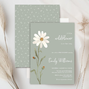 Daisy watercolor minimalistic baby shower invitation