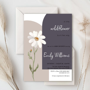 Daisy watercolor minimalistic baby shower  invitation