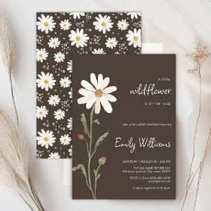 Daisy watercolor minimalistic baby shower  invitation