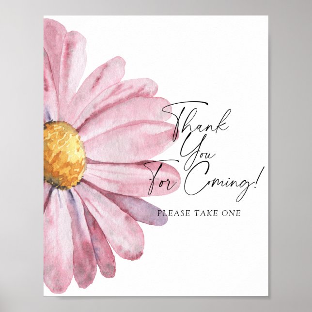 Daisy watercolor - Thank you for coming Poster (Front)