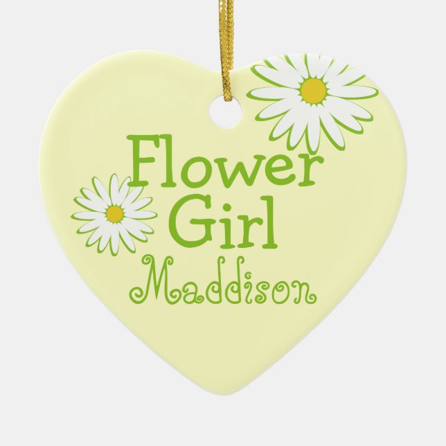 Daisy Wedding Flower Girl Ceramic Ornament (Front)