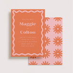 Daisy Wedding Invitation<br><div class="desc">These wedding invitations feature a bold orange color paired with a light pink, creating a vibrant and playful aesthetic. The retro wave border adds a touch of nostalgia and adds a fun and unique element to the design. The invitations come in multiple color options, giving you the flexibility to create...</div>