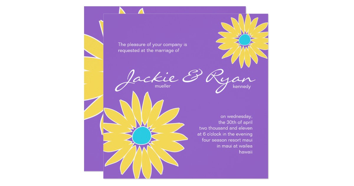 Violet And Yellow Sample Wedding Invitations 5