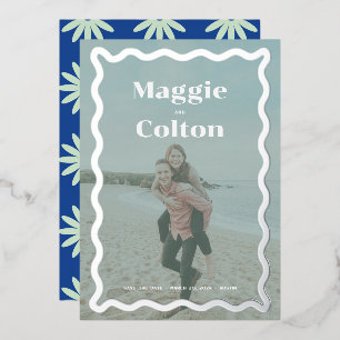 Daisy Wedding Photo Save the Date Foil Invitation