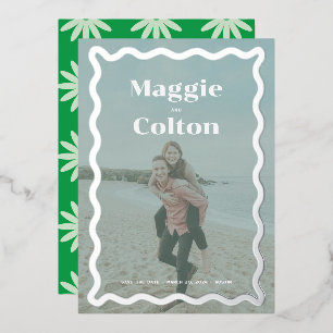 Daisy Wedding Photo Save the Date Foil Invitation
