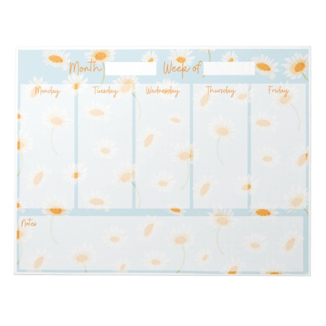 Daisy Weekly Desk Planner Notepad (Front)