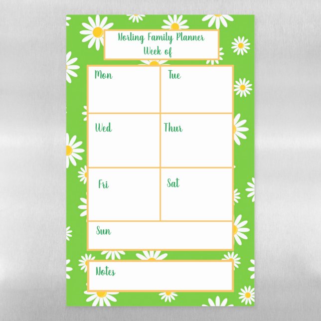 Daisy Weekly Planner Magnetic Dry Erase Sheet (Vertical)