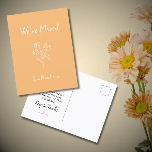 Daisy Weve Moved Botanical Orange Moving Announcement Postcard