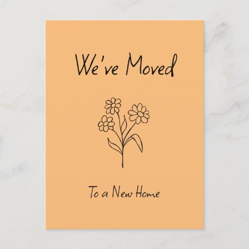 Daisy Weve Moved Botanical Orange Moving Announcement Postcard