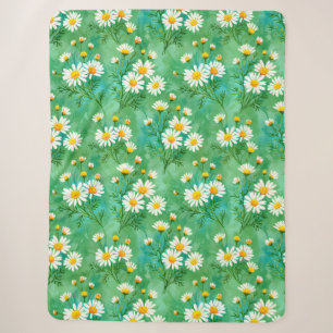 Daisy Whispers – Watercolor Meadow Pattern Sherpa Blanket