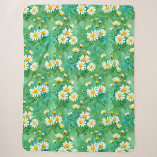 Daisy Whispers – Watercolor Meadow Pattern Sherpa Blanket