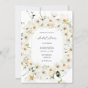 Daisy White Floral Bridal Shower Invitation