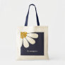 Daisy-white floral desing personalize name tote bag