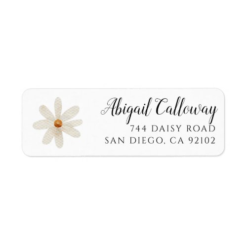 Daisy White Floral Return Address  Label