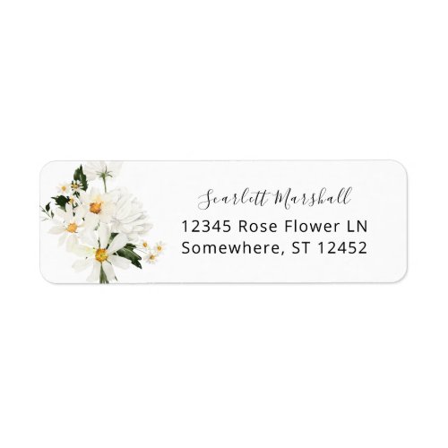 Daisy White Floral Return Address Label 1
