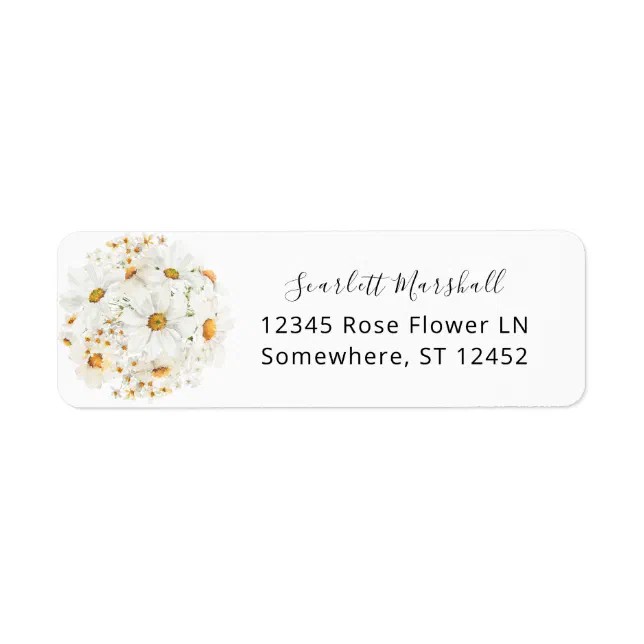 Daisy White Floral Return Address Label 2 | Zazzle