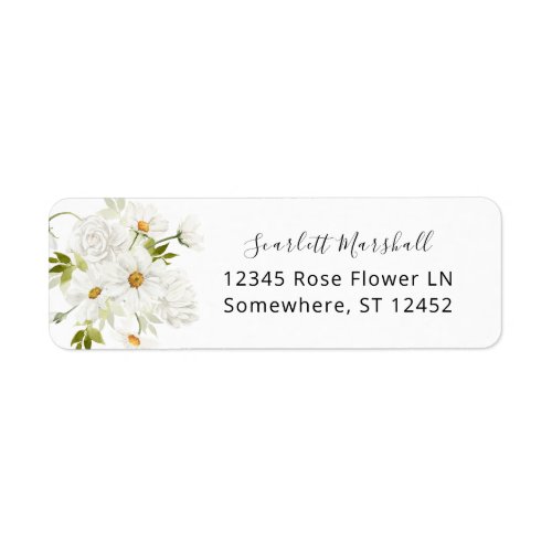 Daisy White Floral Return Address Label 4