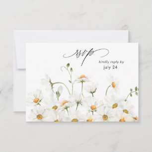 Daisy White Floral w Meal RSVP Card 2