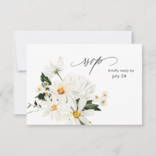 Daisy White Floral w Meal RSVP Card 3