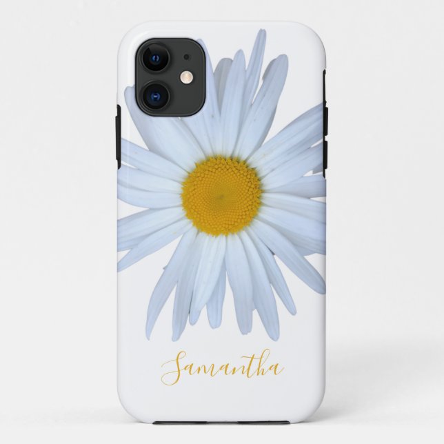 Daisy White Yellow Script Case-Mate iPhone Case (Back)