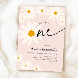 Daisy Wild One 1st Birthday Invitation