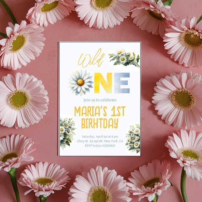 Daisy Wild One 1st Girl Birthday Party Invitation (Creator Uploaded)