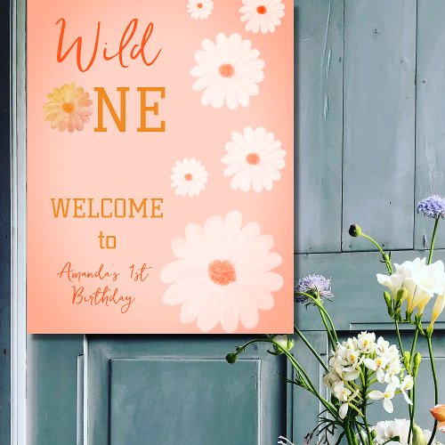 Daisy Wild One First 1st Birthday Girl Floral  Poster